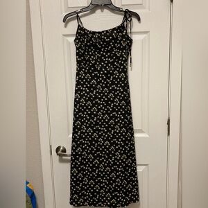 Shein Black Floral Spaghetti Strap Midi Dress
